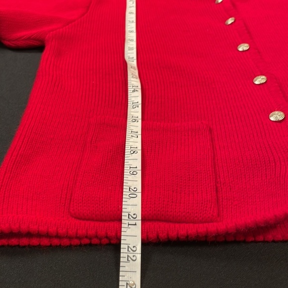 Vintage Tally-Ho women Red Valentines Day cardigan sweater size large 2 pockets - Picture 7 of 9